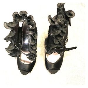 Black open toe heels